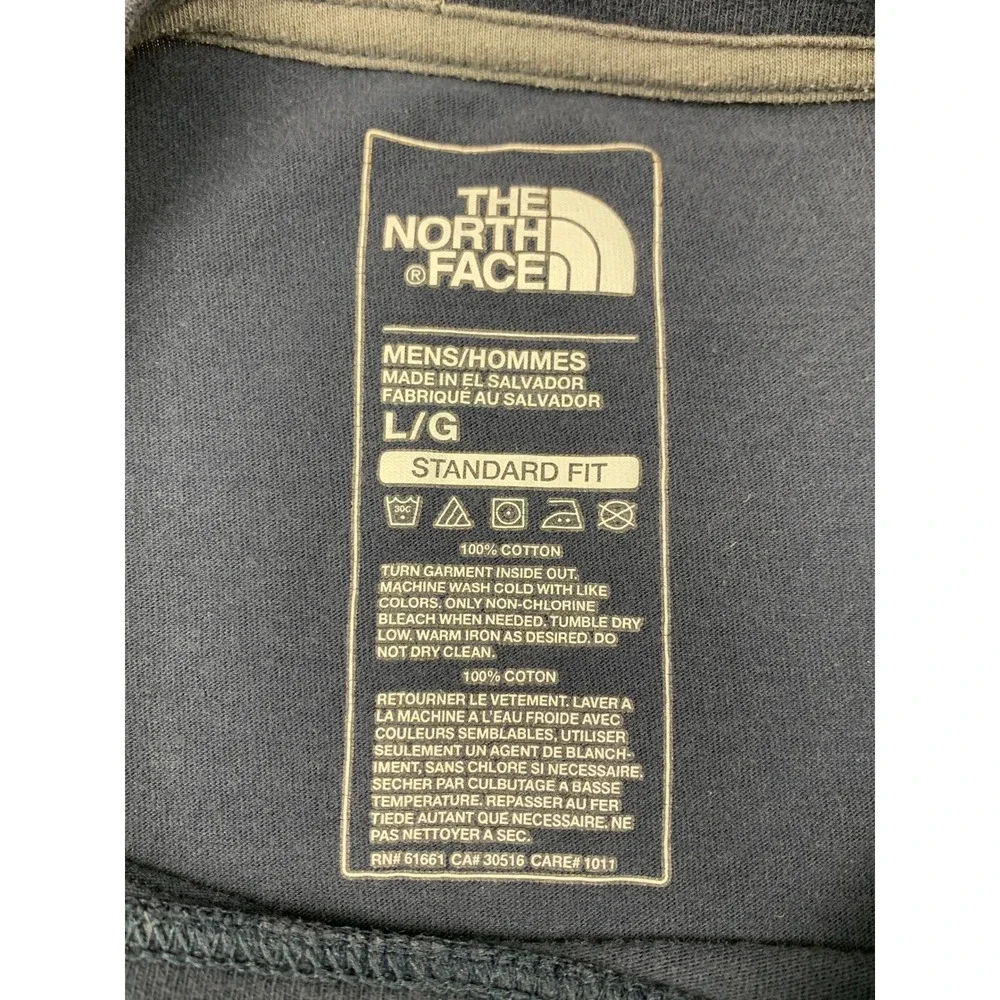 The North Face Shirt Mens Large Blue Sleeve‎ Graphic Logo Cotton Long Sleeve Tee